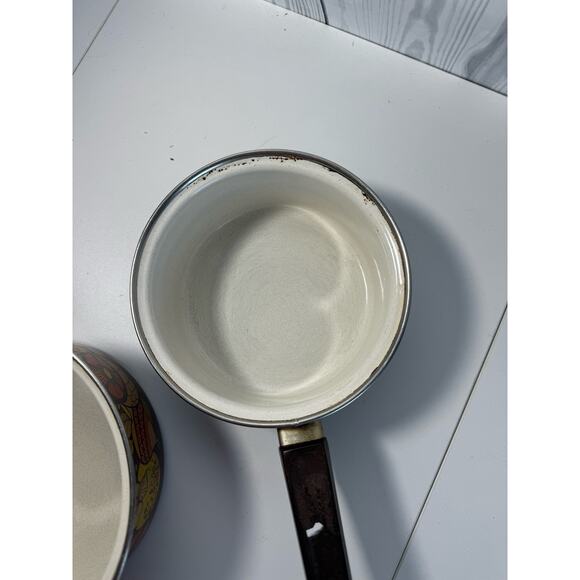MCM 7o's Retro MUSHROOM & FRUIT Brown Orange Yellow Set of 2 Saucepans r1 - Picture 7 of 7